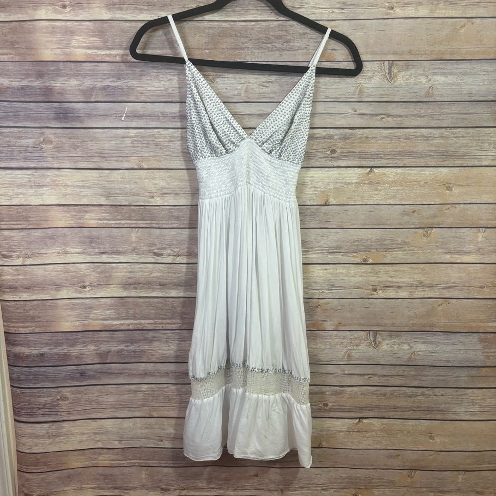 KHUSH Mini Dress Size Small White Studded Smocked
